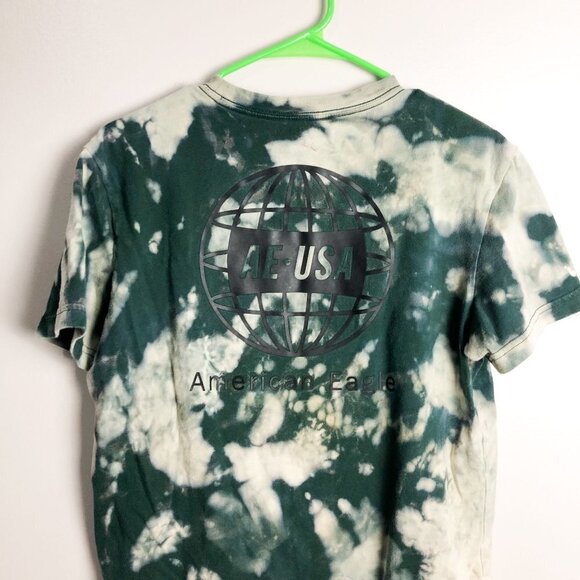American Eagle Crewneck Logo USA Tie Dye T Shirt Green Small Mens Standard Fit - Picture 3 of 7